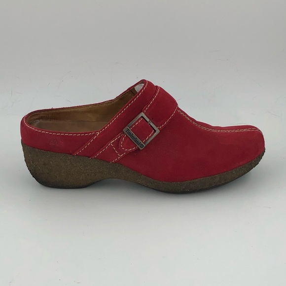 Timberland Comforia Red Suede Leather Clogs 8 1/2 - Picture 11 of 11
